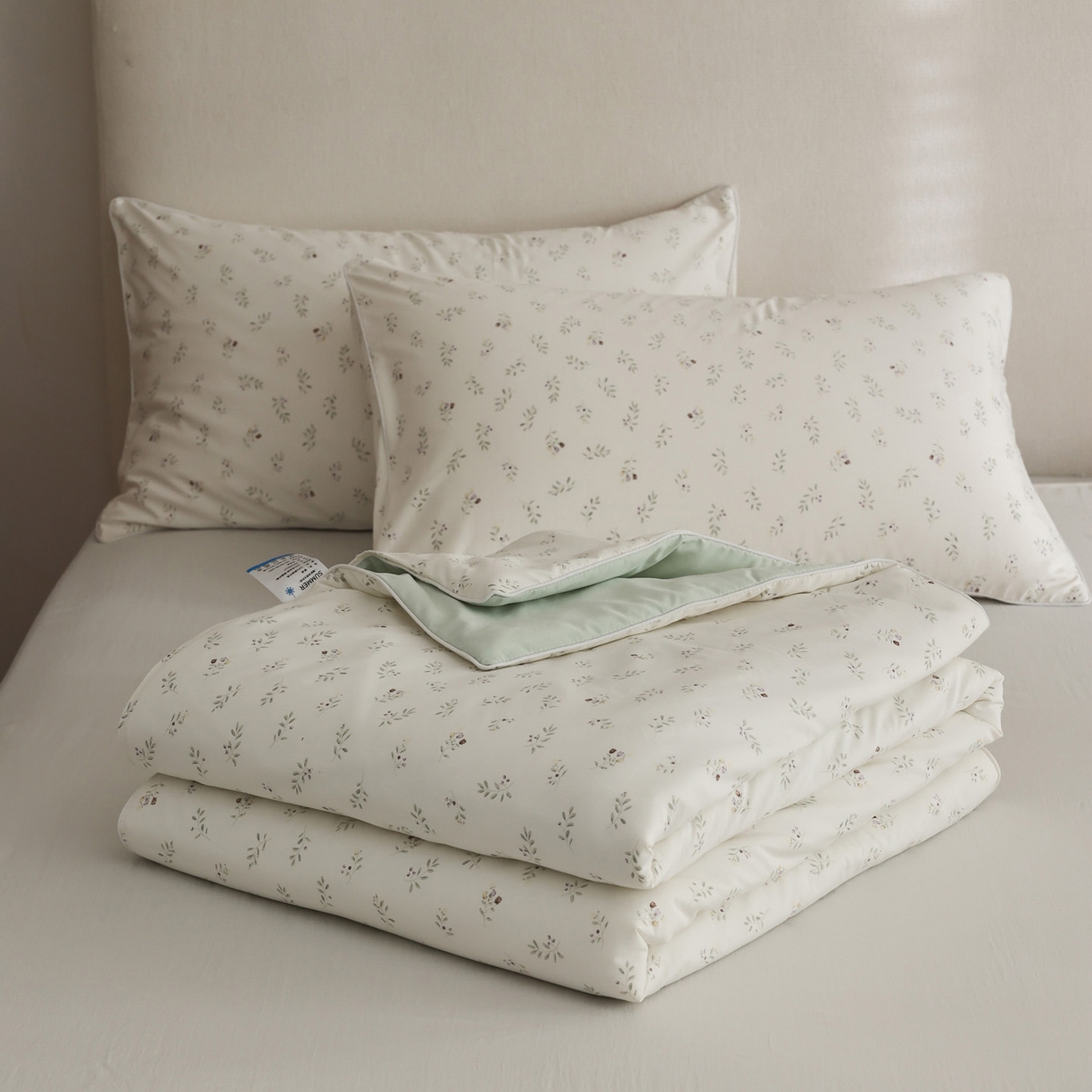 91家纺网 家纺一手货源 找家纺 万盛家纺 2026新款速干印花夏被空调被夏凉被 抹绿