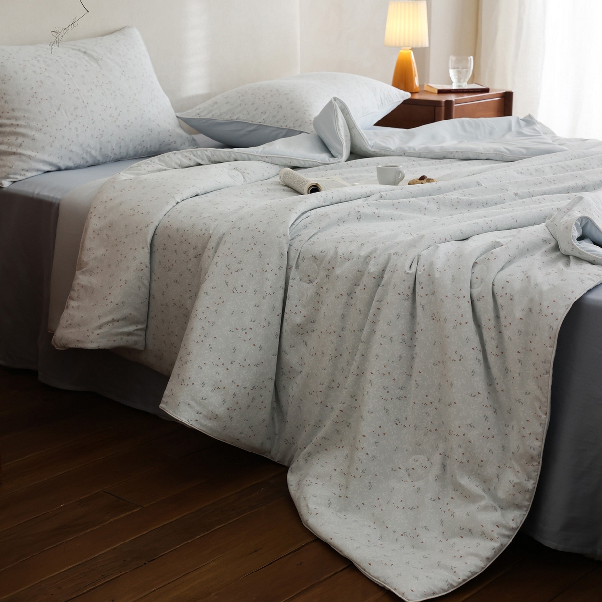 91家纺网 家纺一手货源 找家纺 万盛家纺 2026新款速干印花夏被空调被夏凉被 满庭花