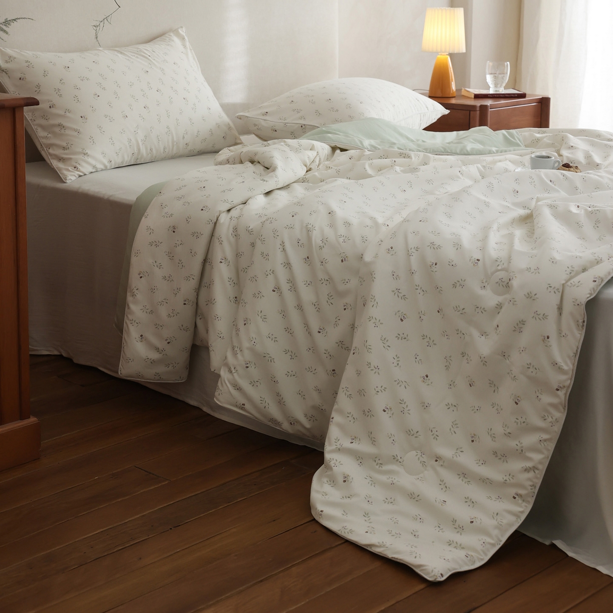 91家纺网 家纺一手货源 找家纺 万盛家纺 2026新款速干印花夏被空调被夏凉被 抹绿