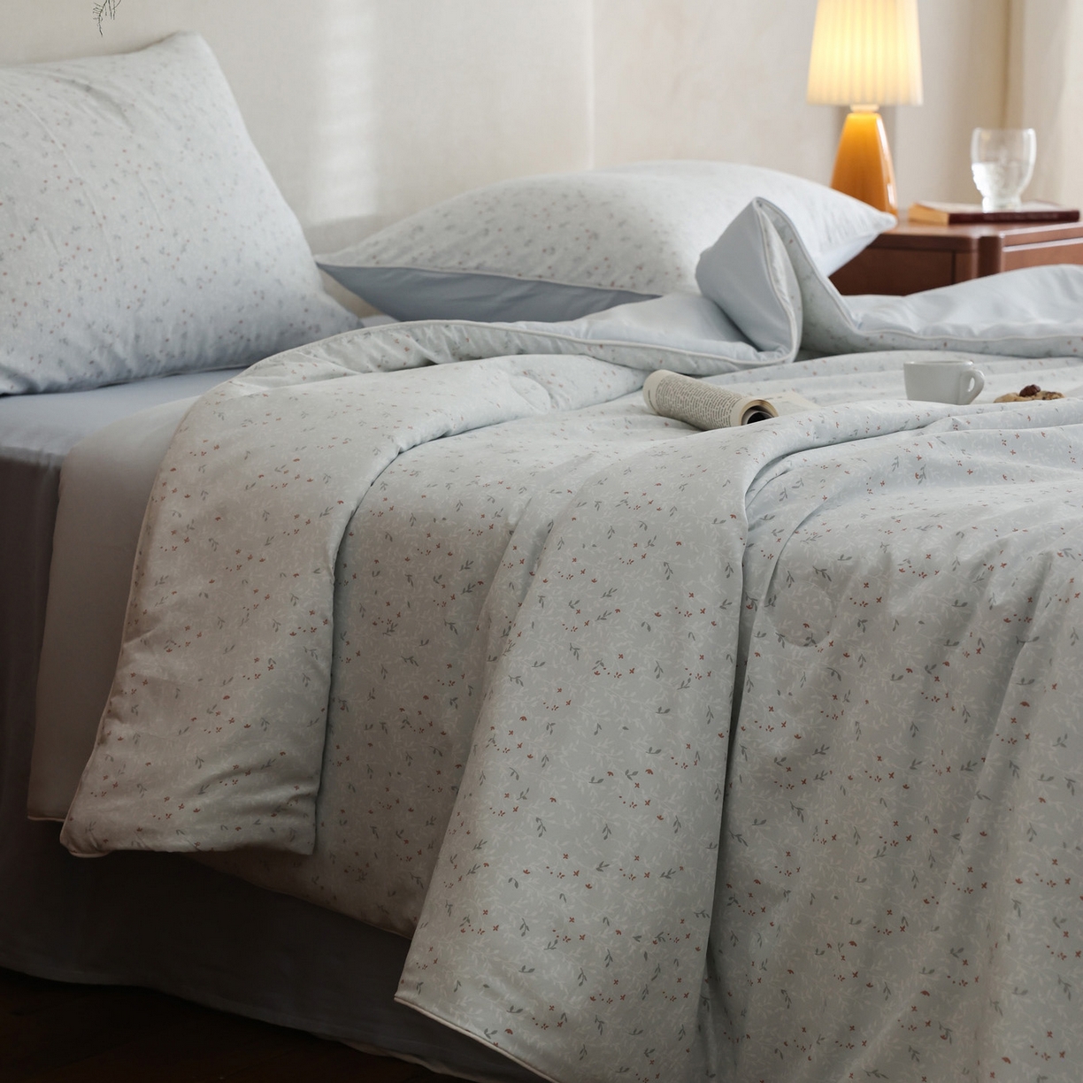 91家纺网 家纺一手货源 找家纺 万盛家纺 2026新款速干印花夏被空调被夏凉被 满庭花