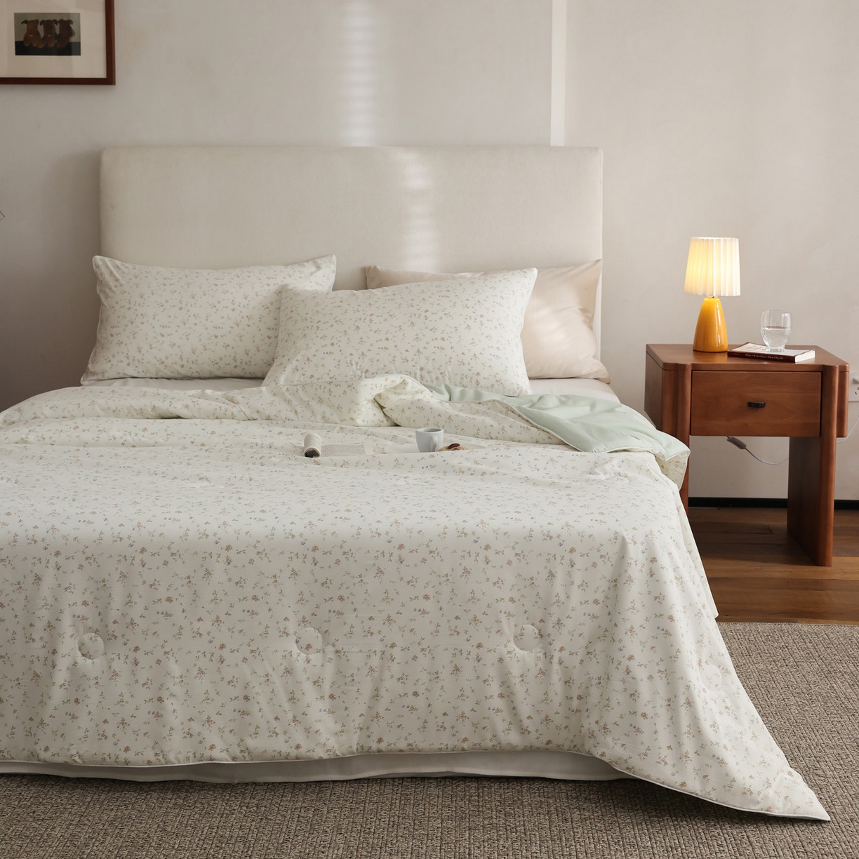 91家纺网 家纺一手货源 找家纺 万盛家纺 2026新款速干印花夏被空调被夏凉被 海棠春