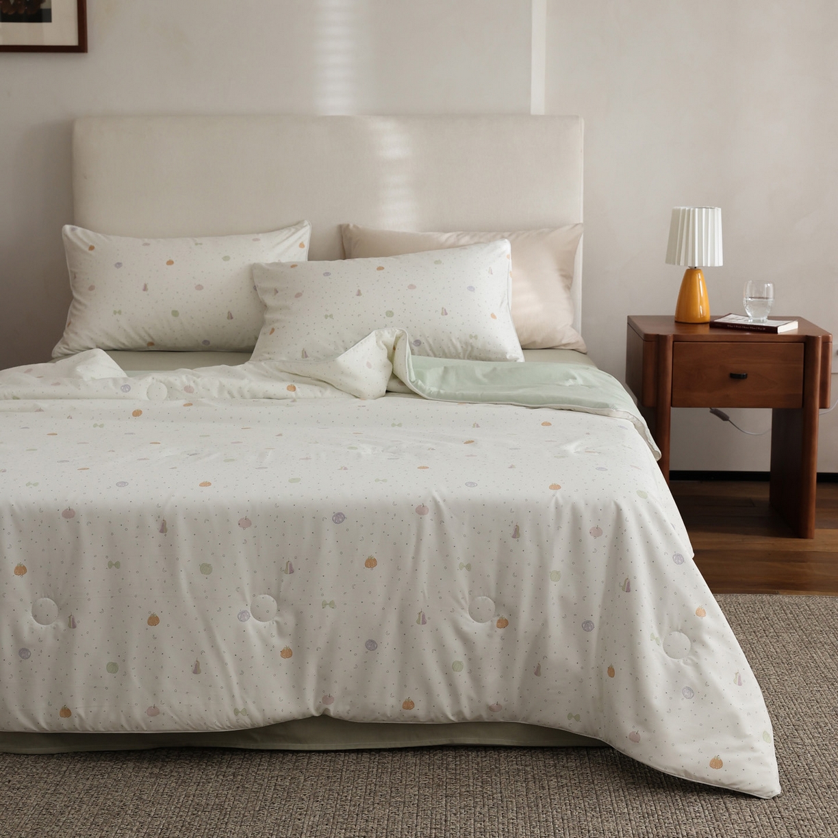 91家纺网 家纺一手货源 找家纺 万盛家纺 2026新款速干印花夏被空调被夏凉被 甜蜜南瓜