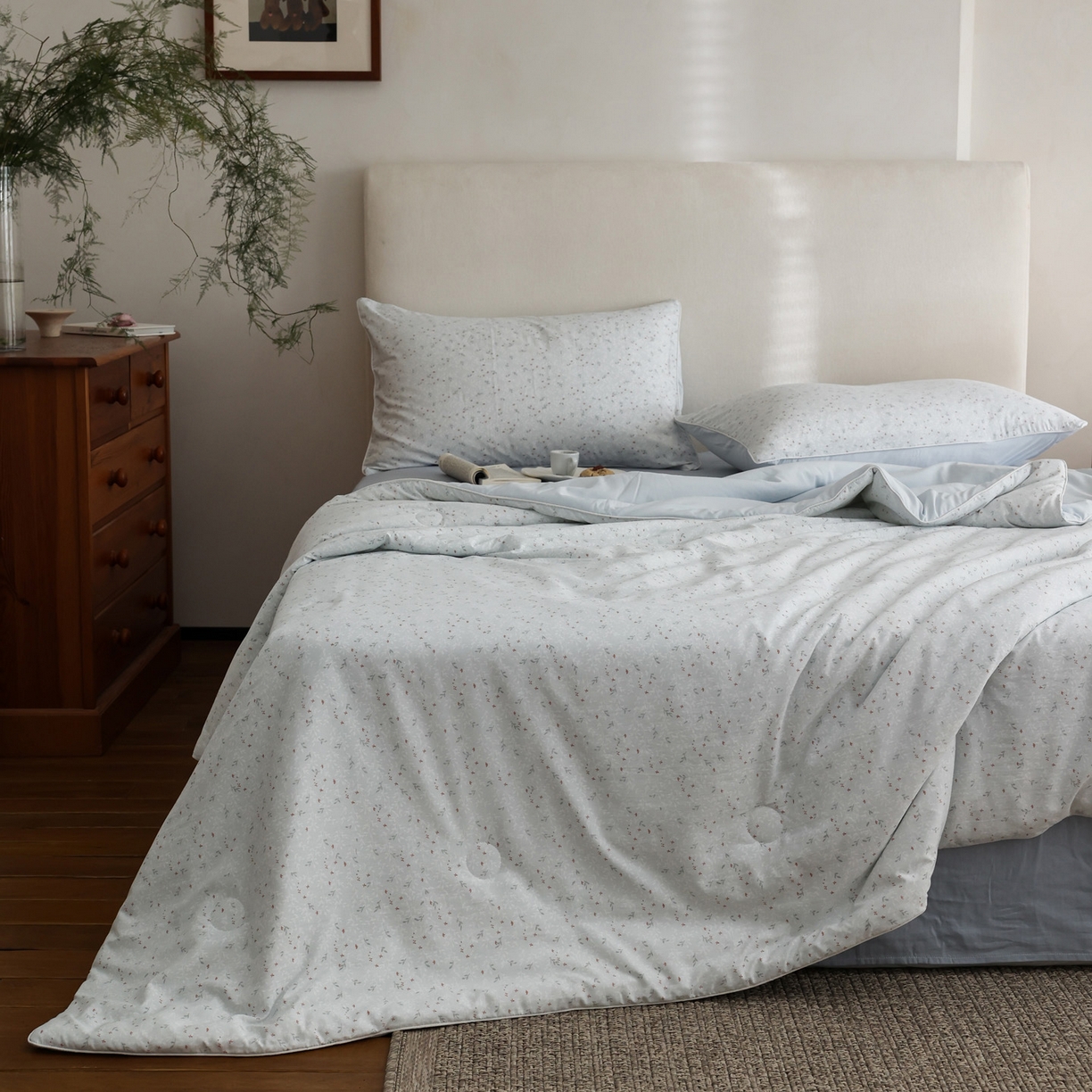 91家纺网 家纺一手货源 找家纺 万盛家纺 2026新款速干印花夏被空调被夏凉被 满庭花