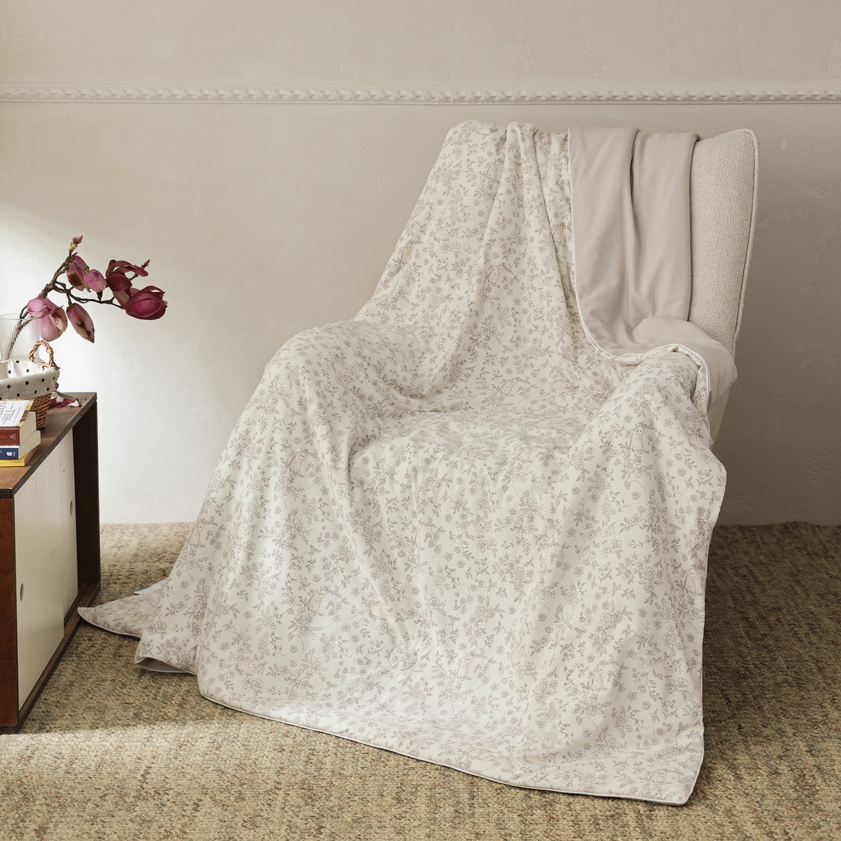 91家纺网 家纺一手货源 找家纺 万盛家纺 2026新款速干印花夏被空调被夏凉被 小兔乖乖