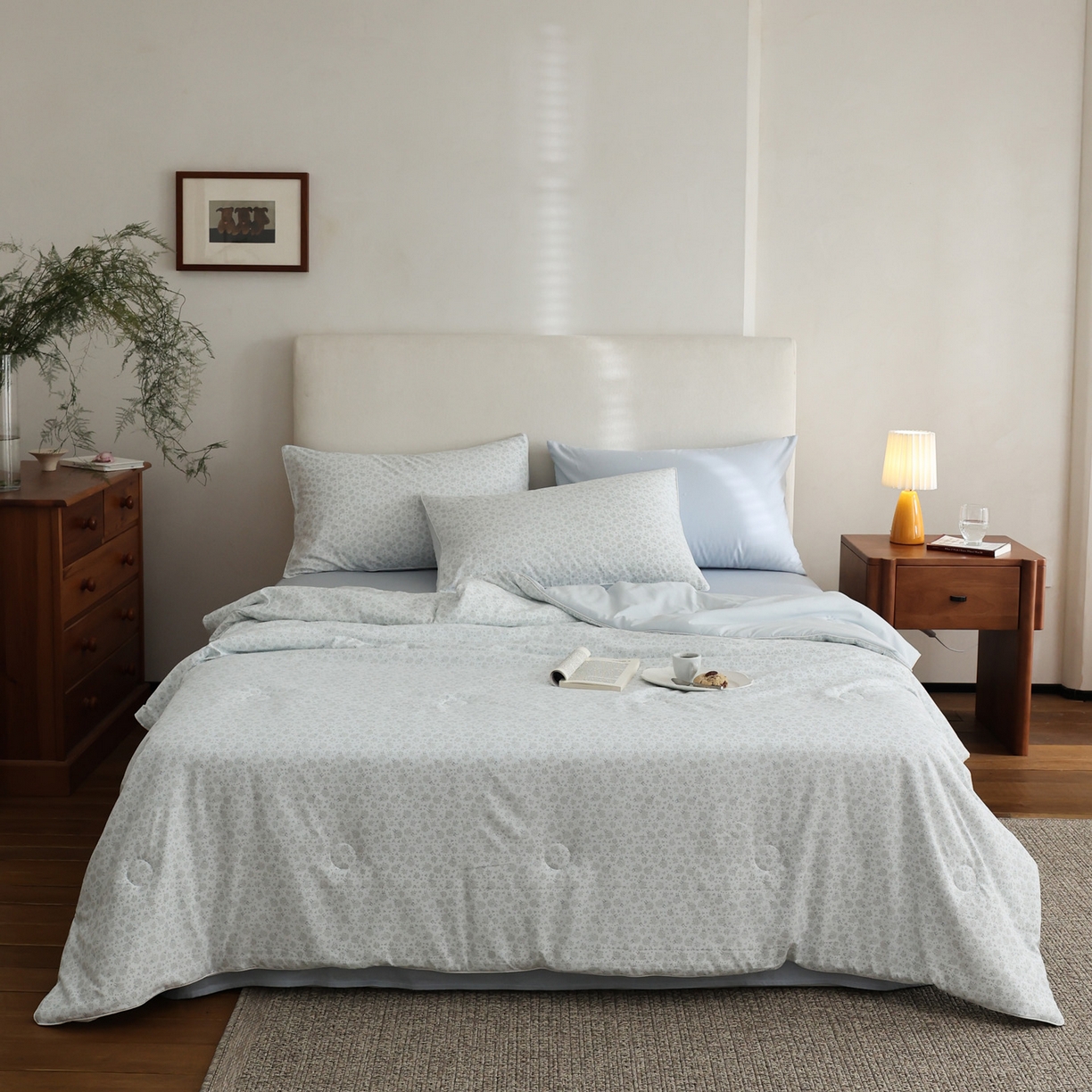 91家纺网 家纺一手货源 找家纺 万盛家纺 2026新款速干印花夏被空调被夏凉被 花汐