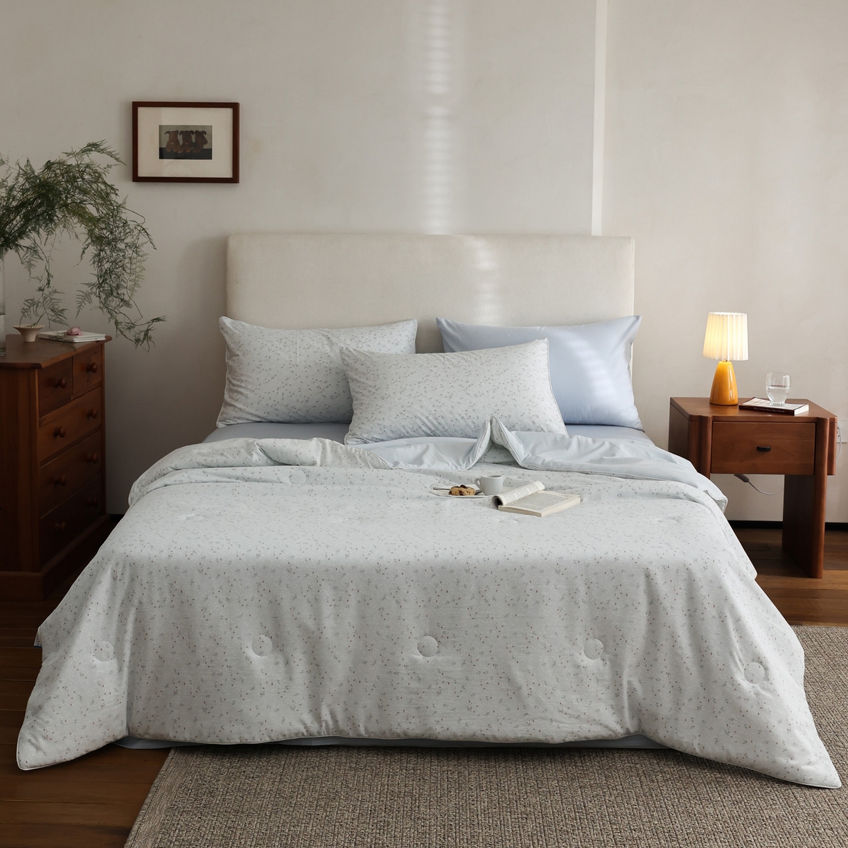 91家纺网 家纺一手货源 找家纺 万盛家纺 2026新款速干印花夏被空调被夏凉被 满庭花