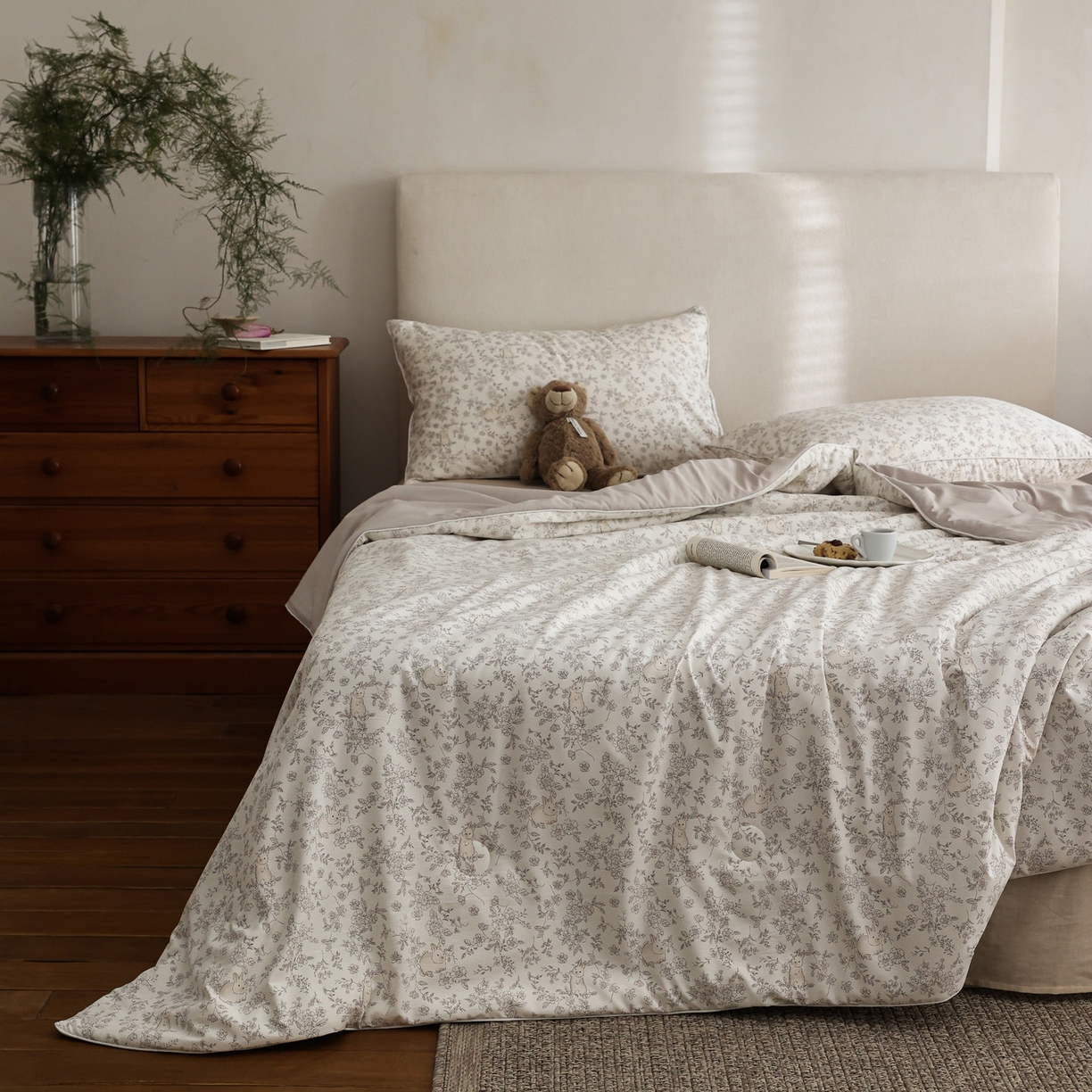 91家纺网 家纺一手货源 找家纺 万盛家纺 2026新款速干印花夏被空调被夏凉被 小兔乖乖