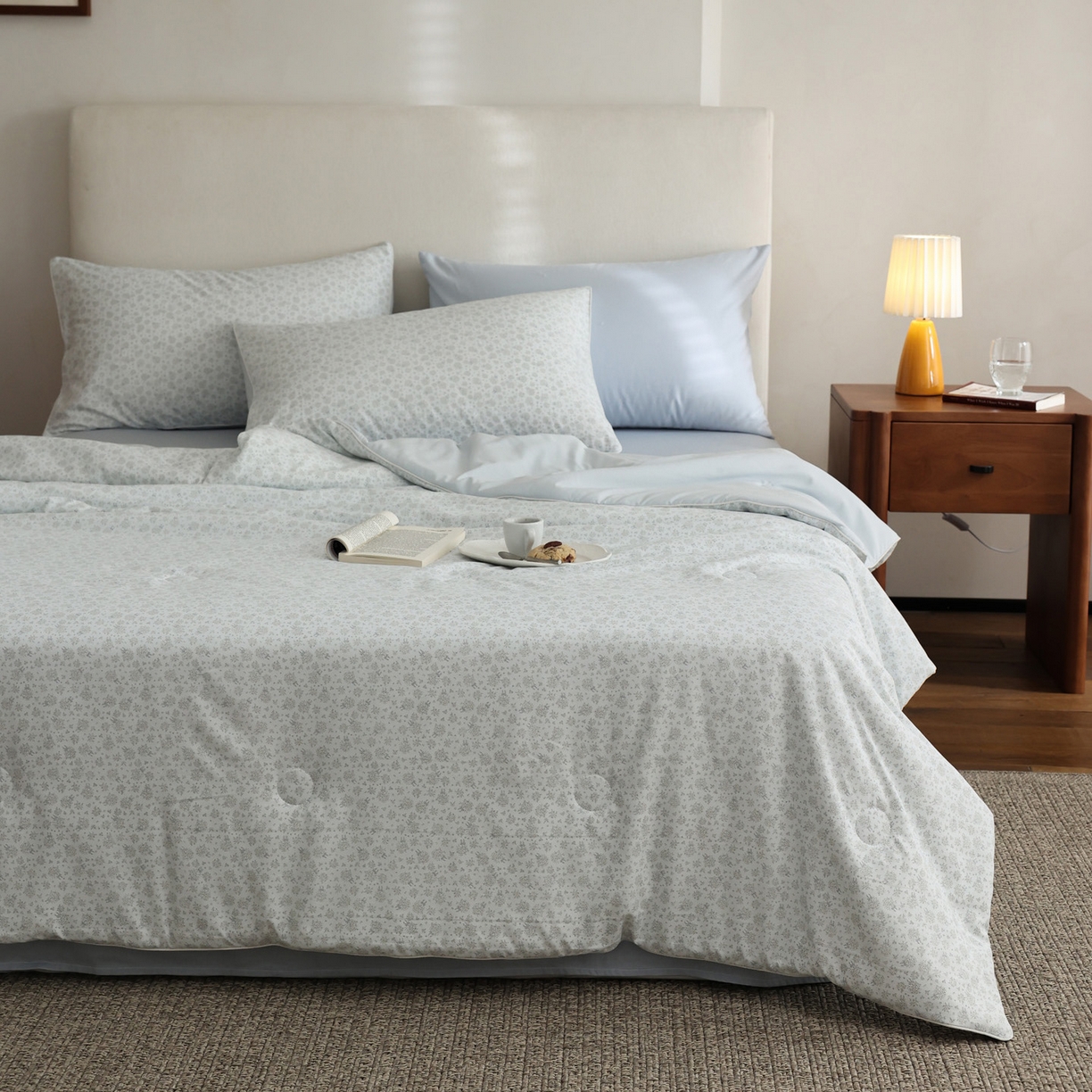 91家纺网 家纺一手货源 找家纺 万盛家纺 2026新款速干印花夏被空调被夏凉被 花汐