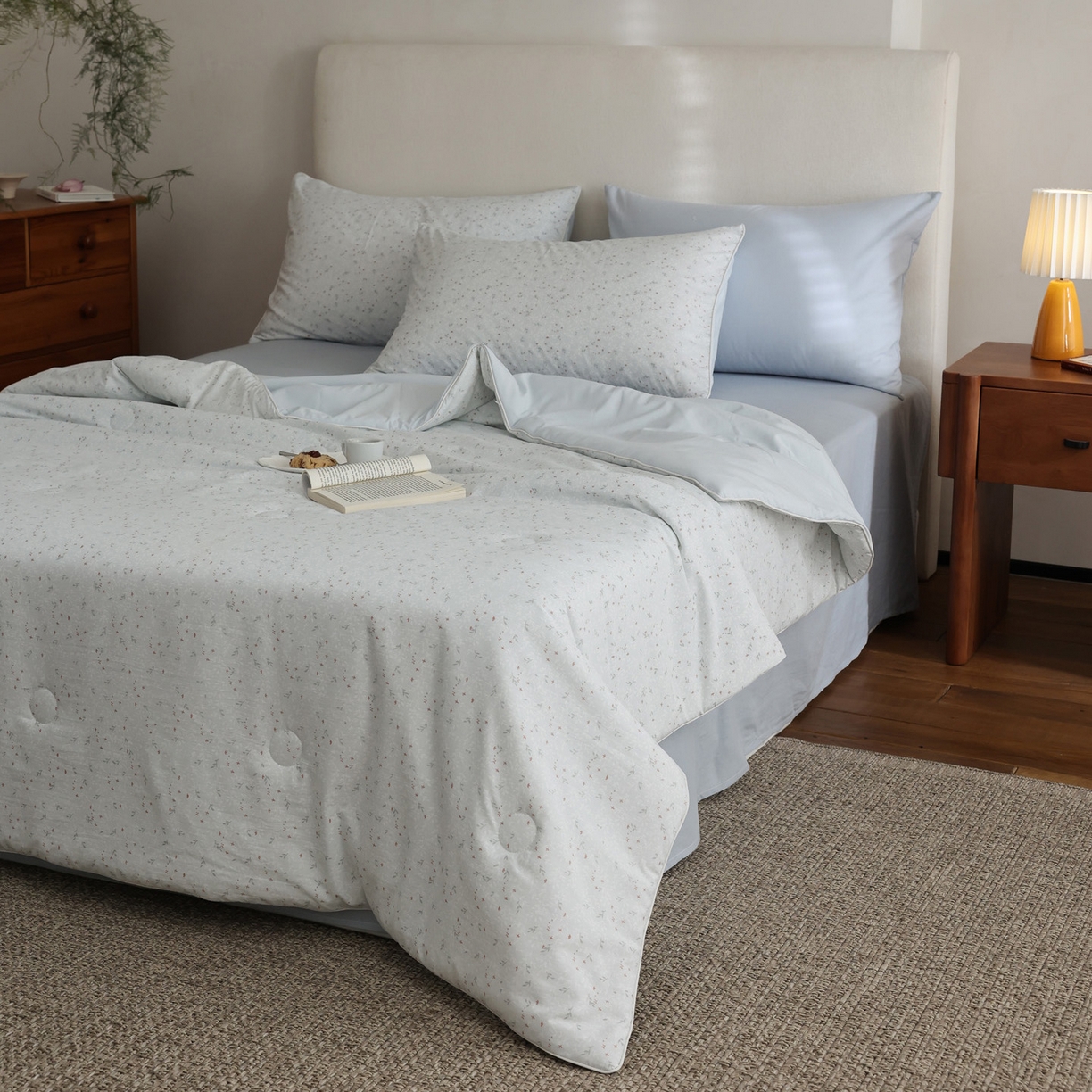 91家纺网 家纺一手货源 找家纺 万盛家纺 2026新款速干印花夏被空调被夏凉被 满庭花