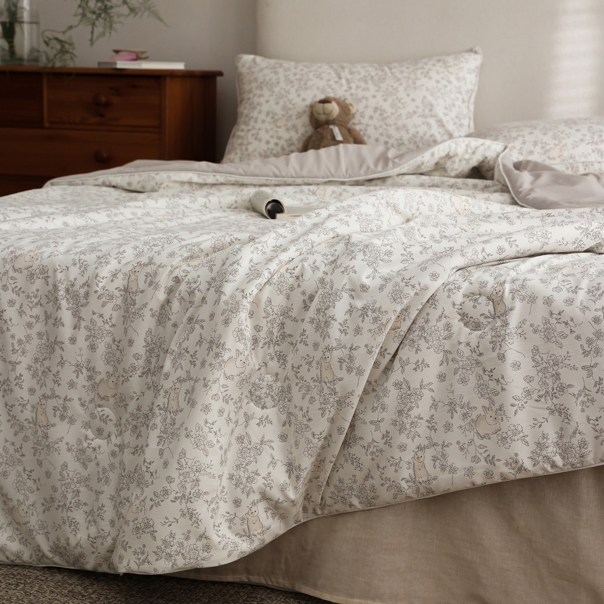 91家纺网 家纺一手货源 找家纺 万盛家纺 2026新款速干印花夏被空调被夏凉被 小兔乖乖