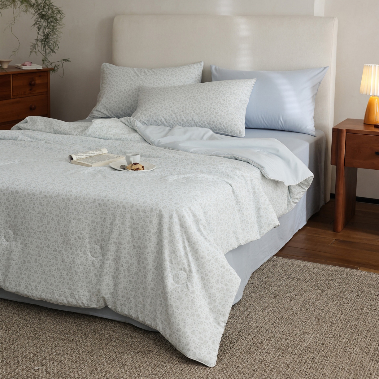 91家纺网 家纺一手货源 找家纺 万盛家纺 2026新款速干印花夏被空调被夏凉被 花汐