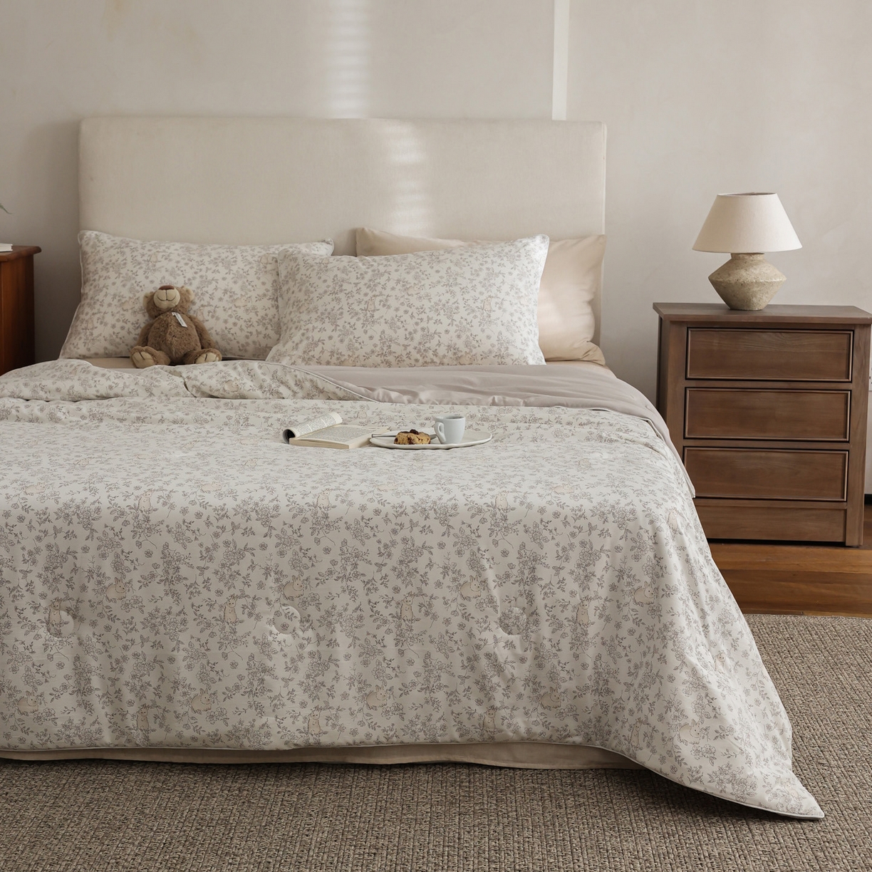 91家纺网 家纺一手货源 找家纺 万盛家纺 2026新款速干印花夏被空调被夏凉被 小兔乖乖