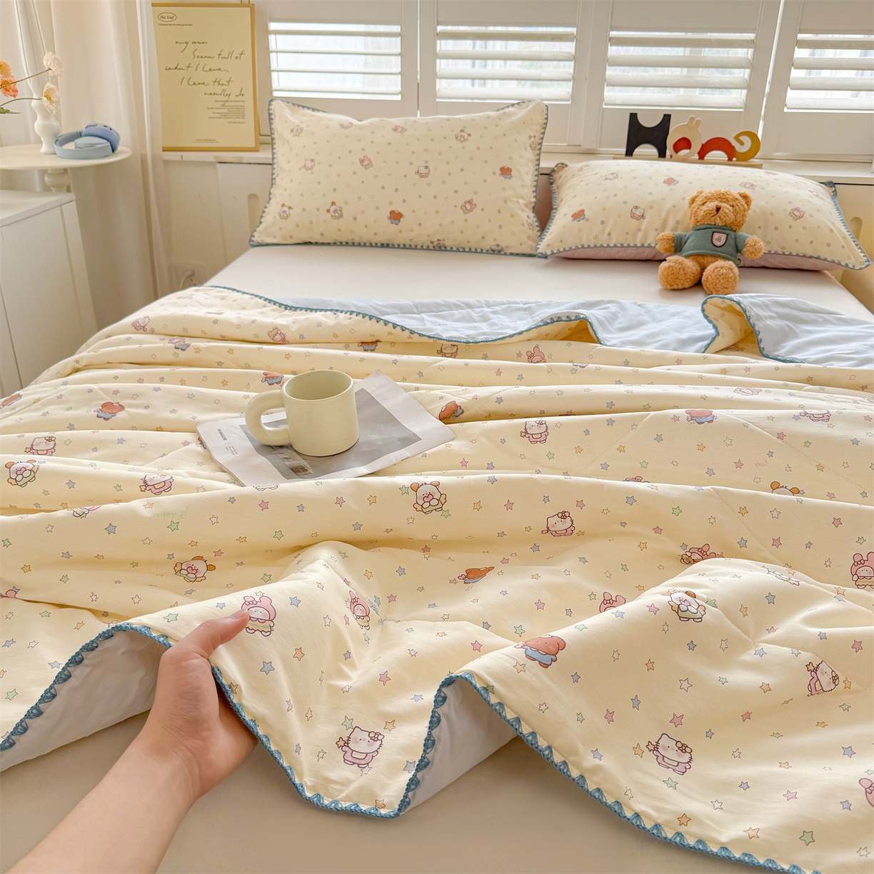 91家纺网 家纺一手货源 找家纺 犇牛仓储供应链 2026春夏新款全棉印花新疆棉花夏被夏凉被空调被 梦宠星光