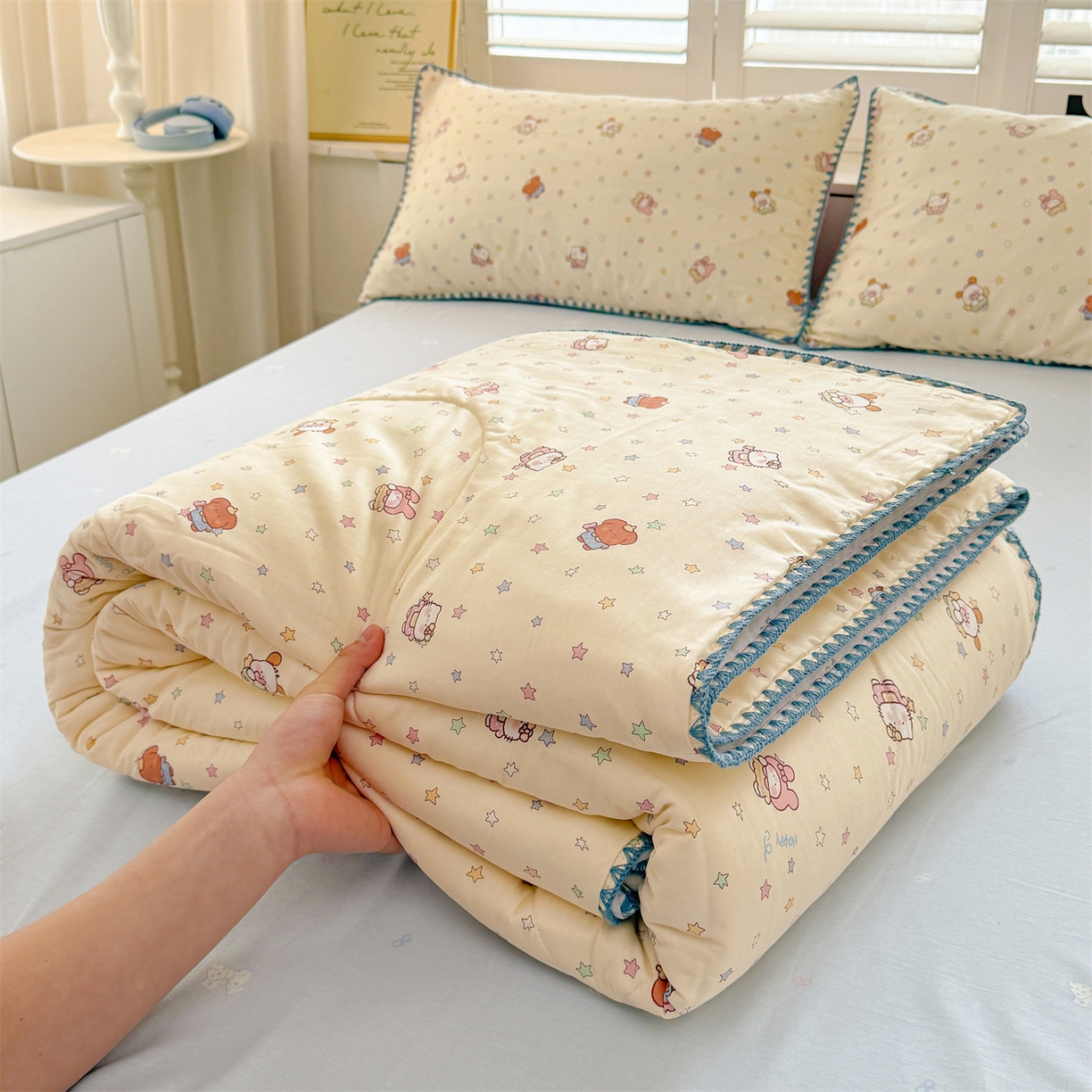 91家纺网 家纺一手货源 找家纺 犇牛仓储供应链 2026春夏新款全棉印花新疆棉花夏被夏凉被空调被 梦宠星光