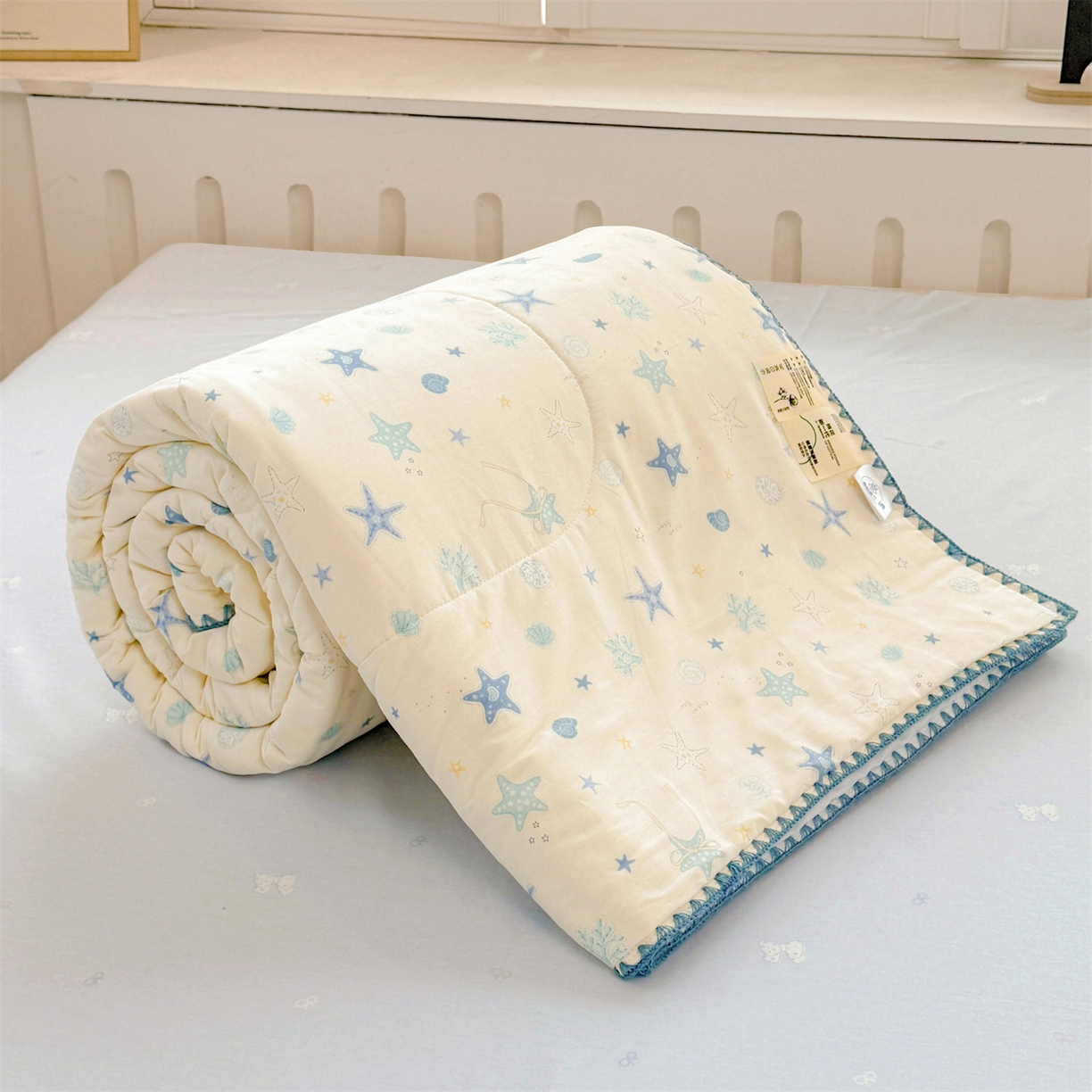 91家纺网 家纺一手货源 找家纺 犇牛仓储供应链 2026春夏新款全棉印花新疆棉花夏被夏凉被空调被 快乐海滩