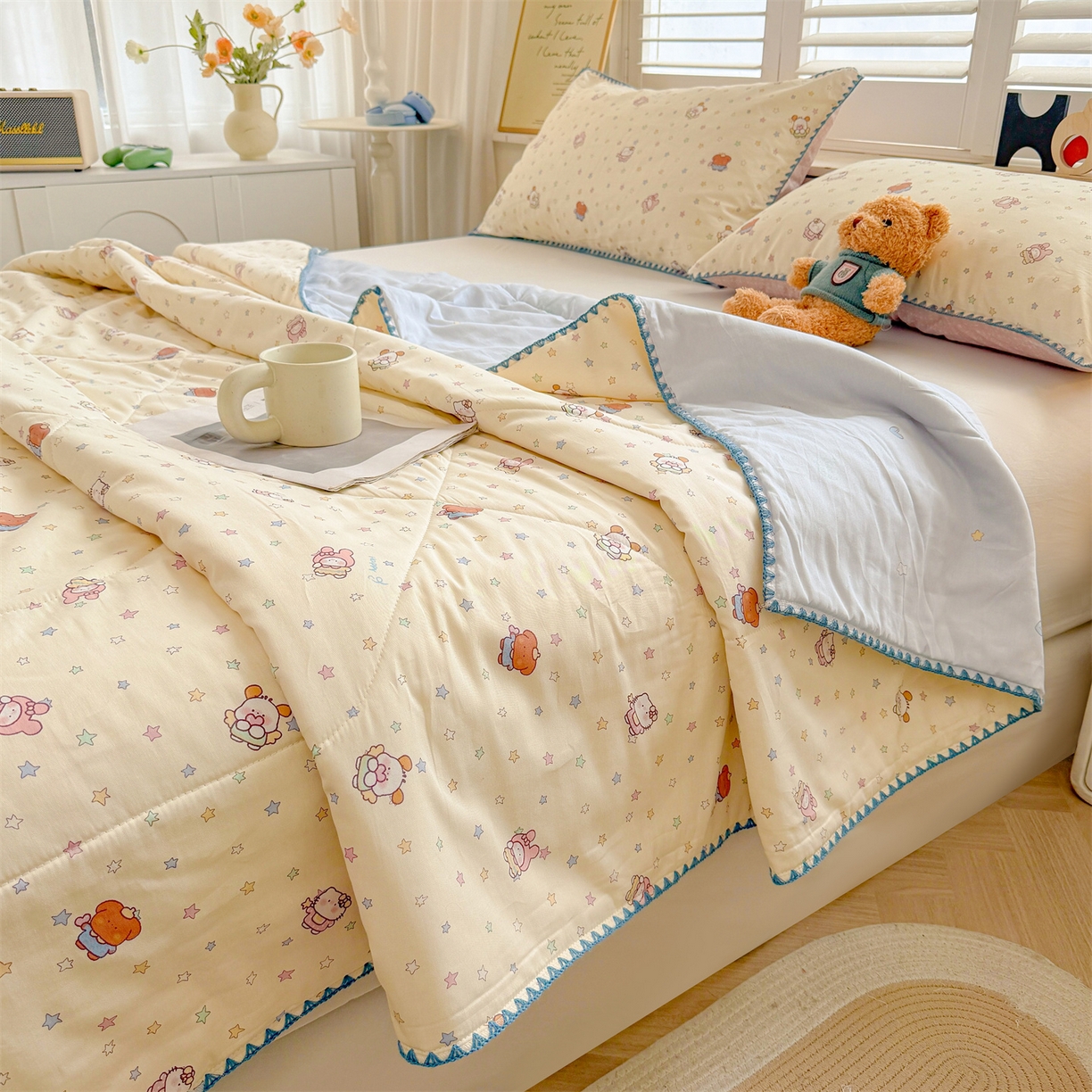 91家纺网 家纺一手货源 找家纺 犇牛仓储供应链 2026春夏新款全棉印花新疆棉花夏被夏凉被空调被 梦宠星光