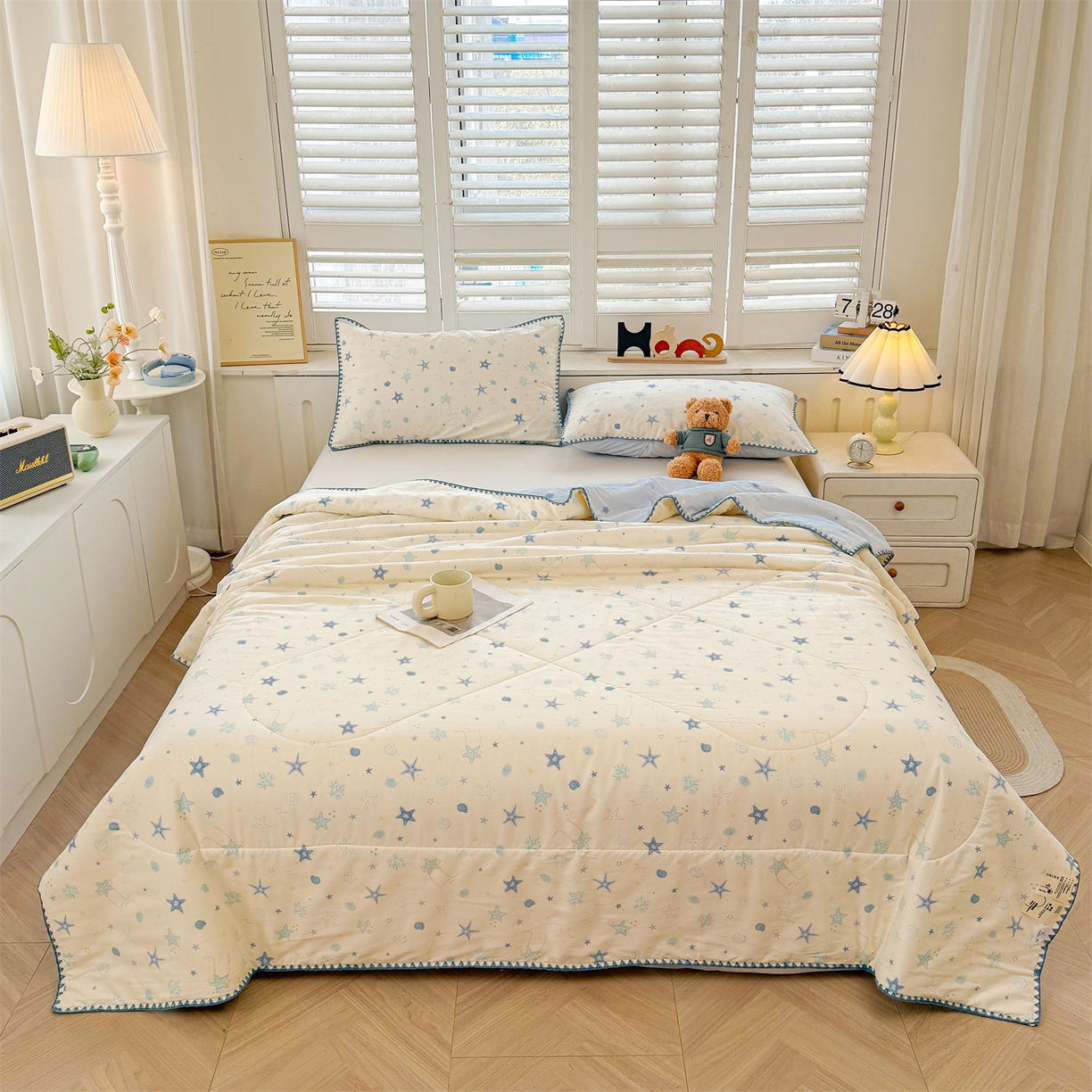 91家纺网 家纺一手货源 找家纺 犇牛仓储供应链 2026春夏新款全棉印花新疆棉花夏被夏凉被空调被 快乐海滩