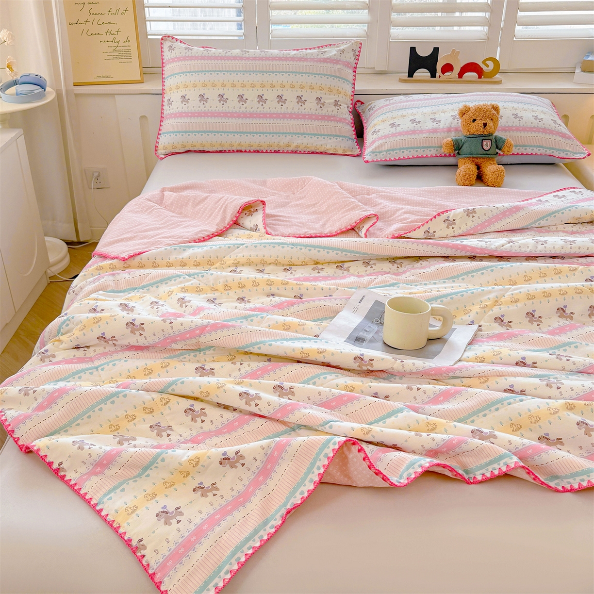 91家纺网 家纺一手货源 找家纺 犇牛仓储供应链 2026春夏新款全棉印花新疆棉花夏被夏凉被空调被 多彩乐园