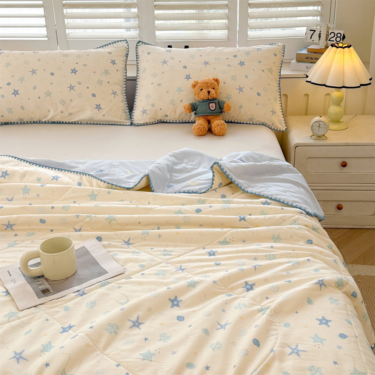 91家纺网 家纺一手货源 找家纺 犇牛仓储供应链 2026春夏新款全棉印花新疆棉花夏被夏凉被空调被 快乐海滩