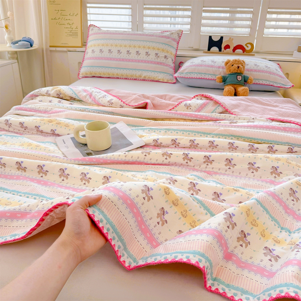 91家纺网 家纺一手货源 找家纺 犇牛仓储供应链 2026春夏新款全棉印花新疆棉花夏被夏凉被空调被 多彩乐园