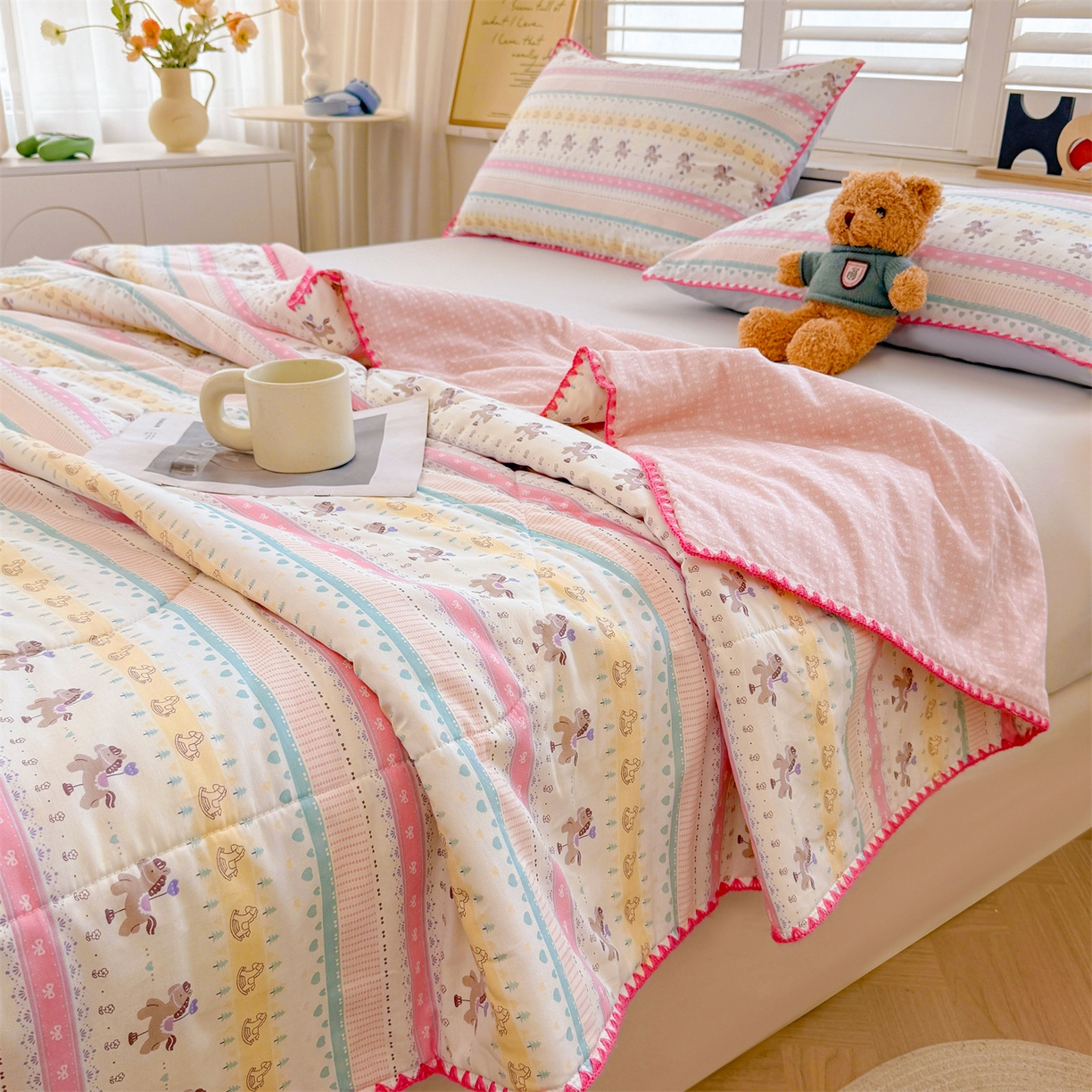 91家纺网 家纺一手货源 找家纺 犇牛仓储供应链 2026春夏新款全棉印花新疆棉花夏被夏凉被空调被 多彩乐园