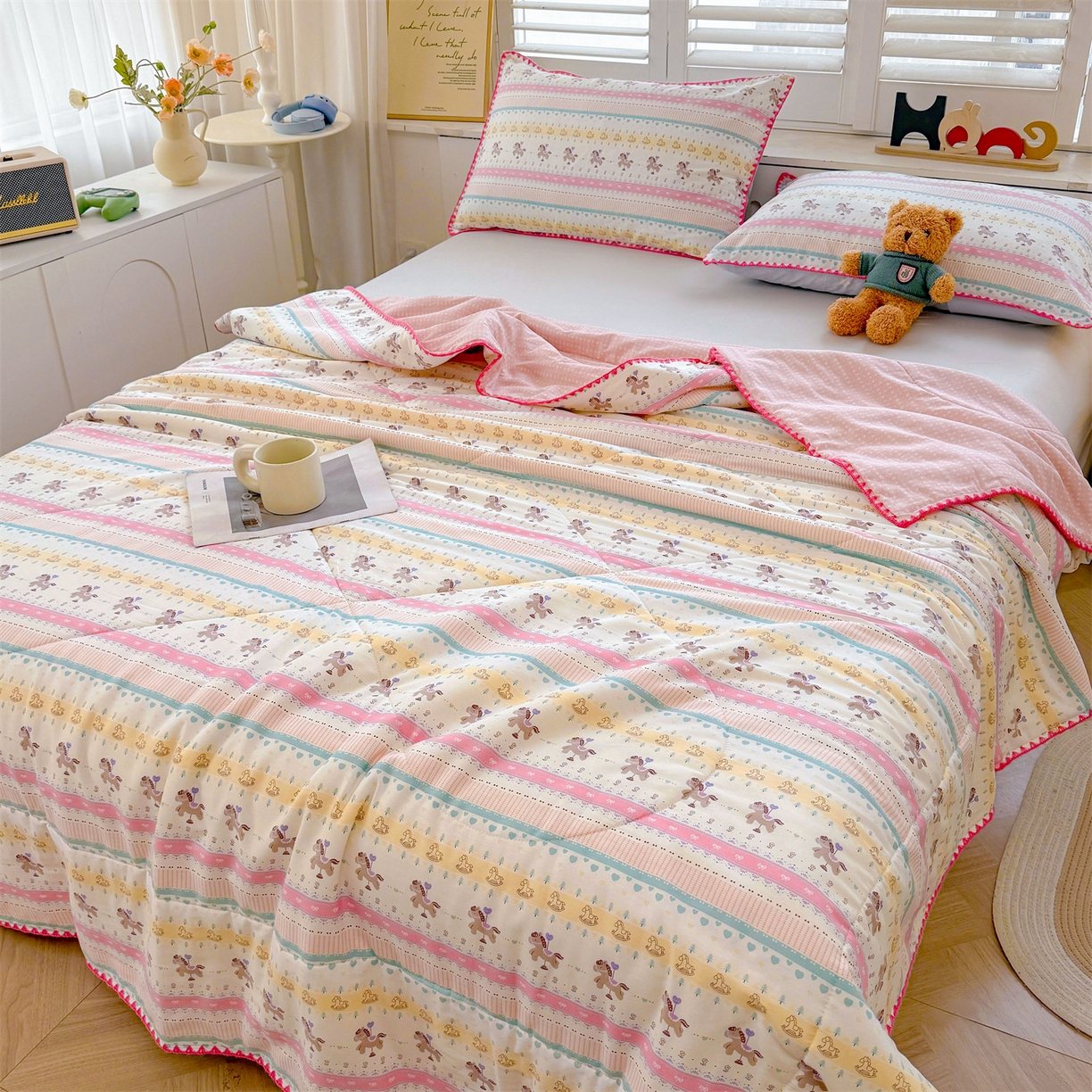 91家纺网 家纺一手货源 找家纺 犇牛仓储供应链 2026春夏新款全棉印花新疆棉花夏被夏凉被空调被 多彩乐园