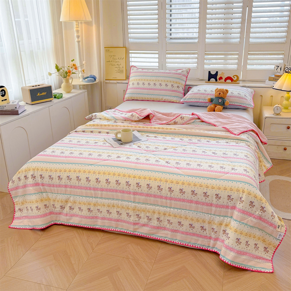 91家纺网 家纺一手货源 找家纺 犇牛仓储供应链 2026春夏新款全棉印花新疆棉花夏被夏凉被空调被 多彩乐园