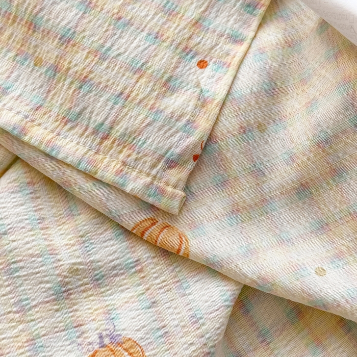 91家纺网 家纺一手货源 找家纺 丝芙妮家居 2026新款皱皱棉双层纱泡芙棉床单单床单 缤纷南瓜