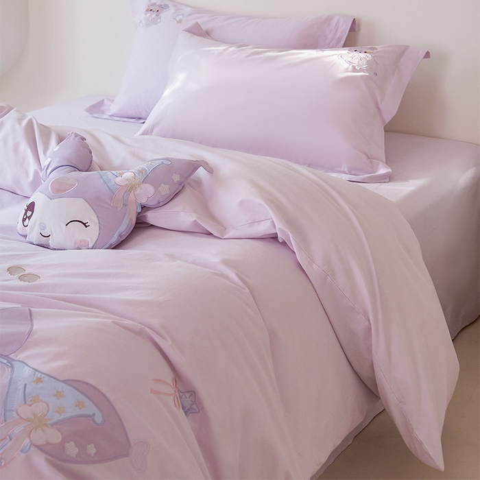 91家纺网 家纺一手货源 找家纺 金绣美居 2026春夏新款全棉纯棉贴布绣四件套-小库米 小库米-魅夜紫