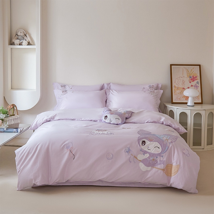 91家纺网 家纺一手货源 找家纺 金绣美居 2026春夏新款全棉纯棉贴布绣四件套-小库米 小库米-魅夜紫