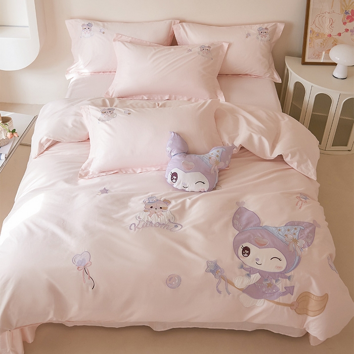 91家纺网 家纺一手货源 找家纺 金绣美居 2026春夏新款全棉纯棉贴布绣四件套-小库米 小库米-甜酷粉