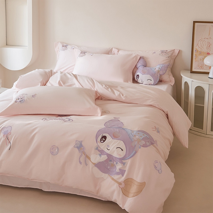 91家纺网 家纺一手货源 找家纺 金绣美居 2026春夏新款全棉纯棉贴布绣四件套-小库米 小库米-甜酷粉