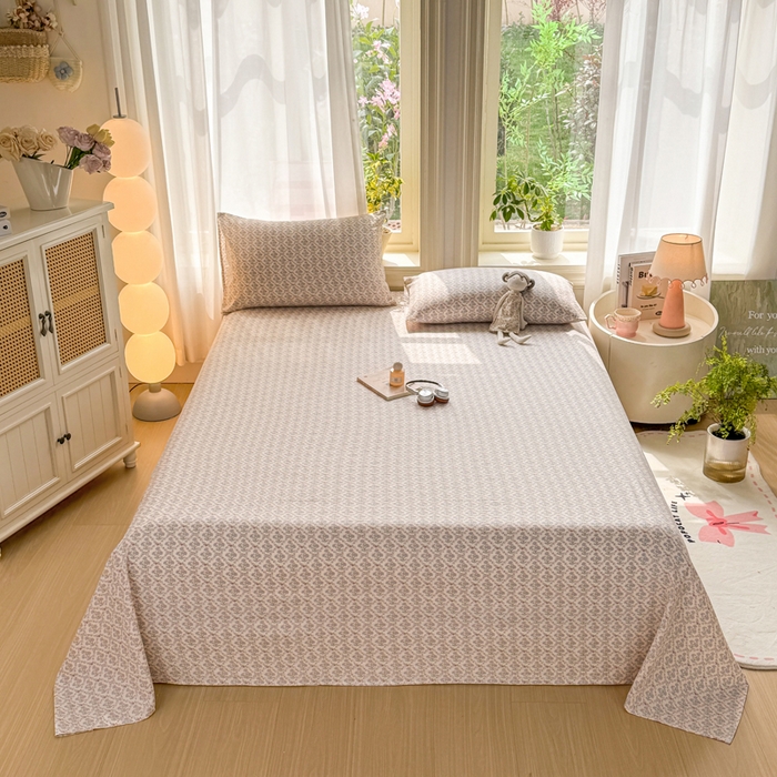 91家纺网 家纺一手货源 找家纺 丝芙妮家居 2026新款皱皱棉双层纱泡芙棉床单单床单 花清梦