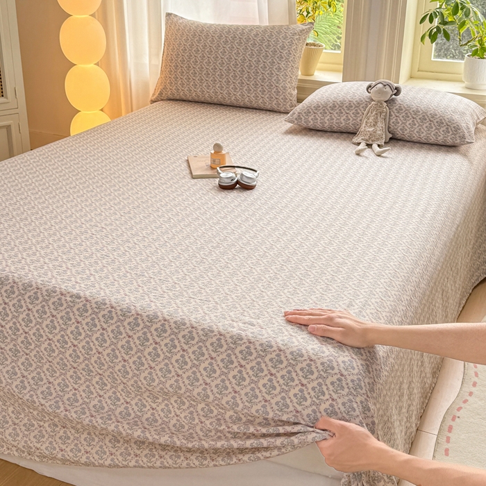 91家纺网 家纺一手货源 找家纺 丝芙妮家居 2026新款皱皱棉双层纱泡芙棉床单单床单 花清梦