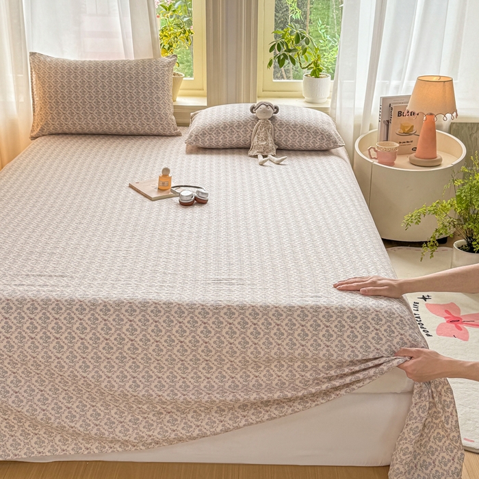 91家纺网 家纺一手货源 找家纺 丝芙妮家居 2026新款皱皱棉双层纱泡芙棉床单单床单 花清梦