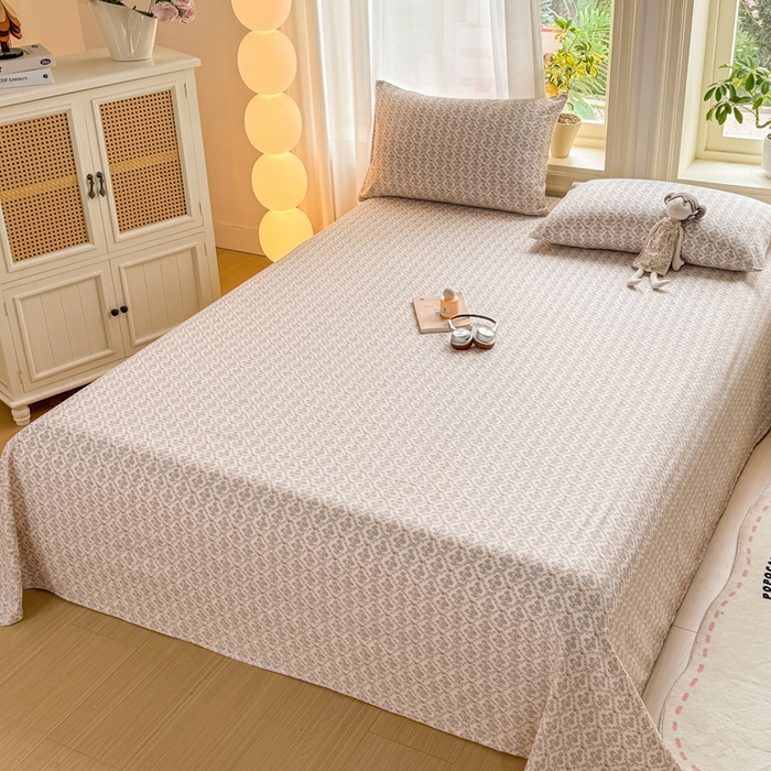 91家纺网 家纺一手货源 找家纺 丝芙妮家居 2026新款皱皱棉双层纱泡芙棉床单单床单 花清梦