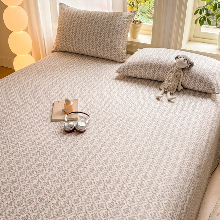 91家纺网 家纺一手货源 找家纺 丝芙妮家居 2026新款皱皱棉双层纱泡芙棉床单单床单 花清梦