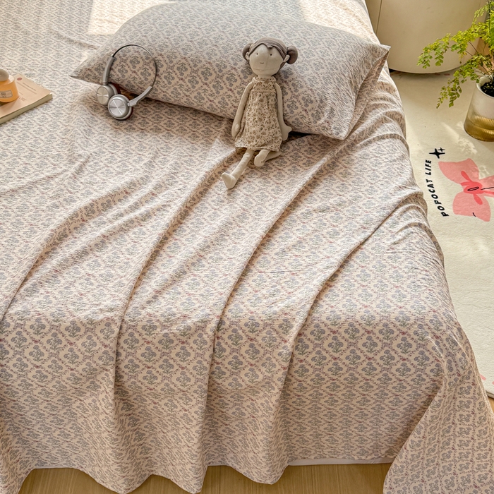 91家纺网 家纺一手货源 找家纺 丝芙妮家居 2026新款皱皱棉双层纱泡芙棉床单单床单 花清梦