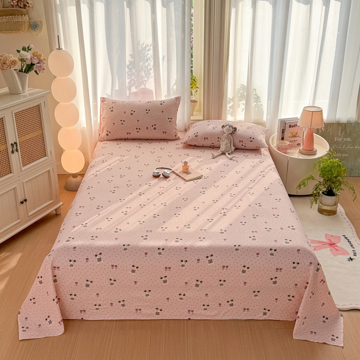 91家纺网 家纺一手货源 找家纺 丝芙妮家居 2026新款皱皱棉双层纱泡芙棉床单单床单 花枝狗狗