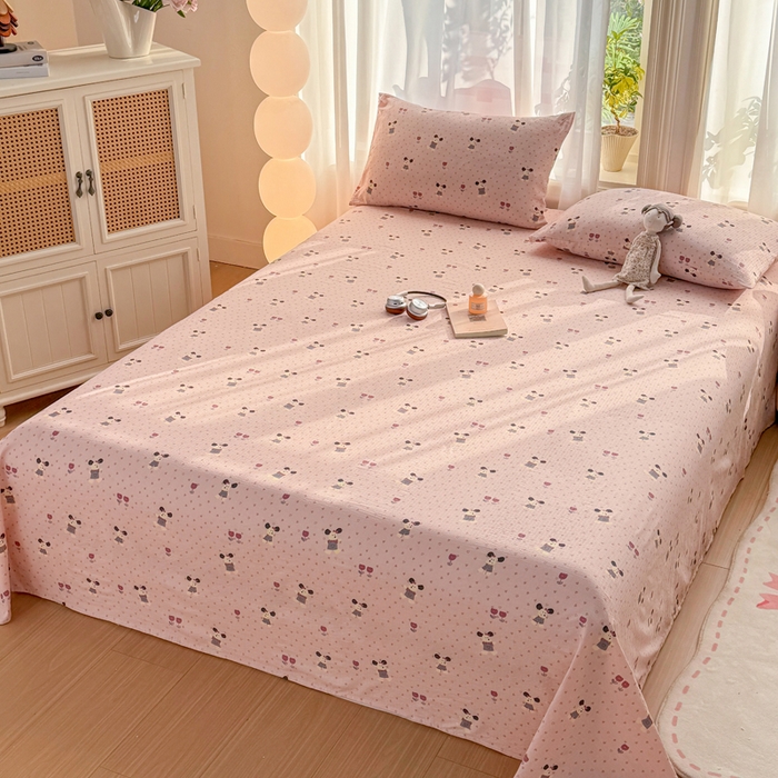 91家纺网 家纺一手货源 找家纺 丝芙妮家居 2026新款皱皱棉双层纱泡芙棉床单单床单 花枝狗狗