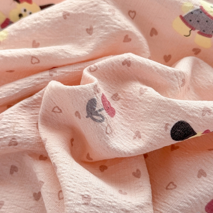 91家纺网 家纺一手货源 找家纺 丝芙妮家居 2026新款皱皱棉双层纱泡芙棉床单单床单 花枝狗狗