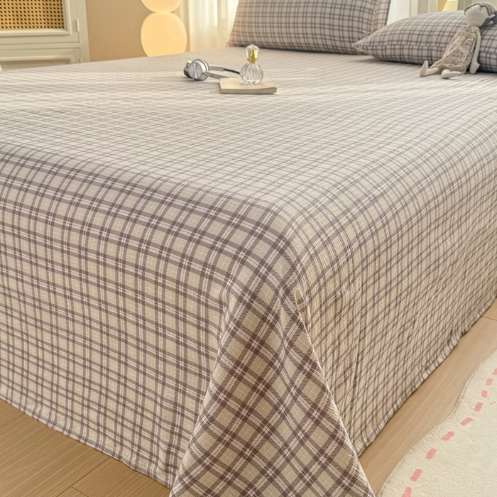 91家纺网 家纺一手货源 找家纺 丝芙妮家居 2026新款皱皱棉双层纱泡芙棉床单单床单 浅川织格