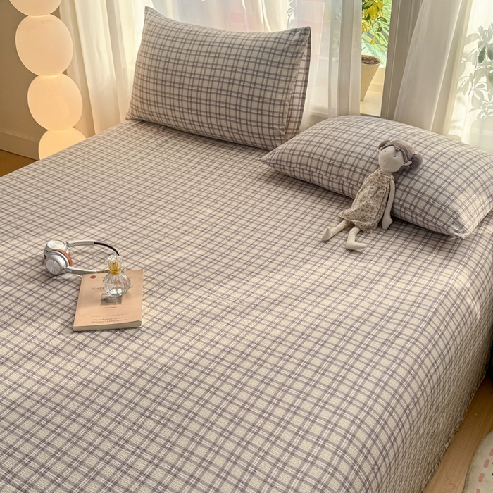 91家纺网 家纺一手货源 找家纺 丝芙妮家居 2026新款皱皱棉双层纱泡芙棉床单单床单 浅川织格