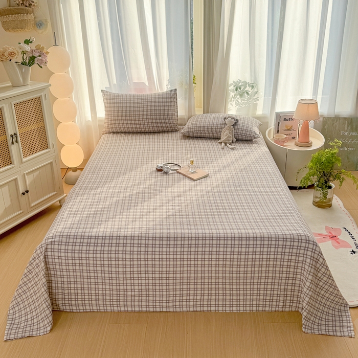 91家纺网 家纺一手货源 找家纺 丝芙妮家居 2026新款皱皱棉双层纱泡芙棉床单单床单 浅川织格