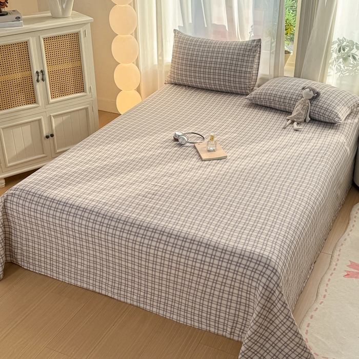 91家纺网 家纺一手货源 找家纺 丝芙妮家居 2026新款皱皱棉双层纱泡芙棉床单单床单 浅川织格