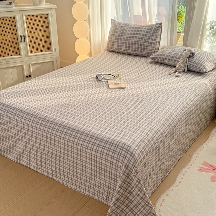 91家纺网 家纺一手货源 找家纺 丝芙妮家居 2026新款皱皱棉双层纱泡芙棉床单单床单 浅川织格