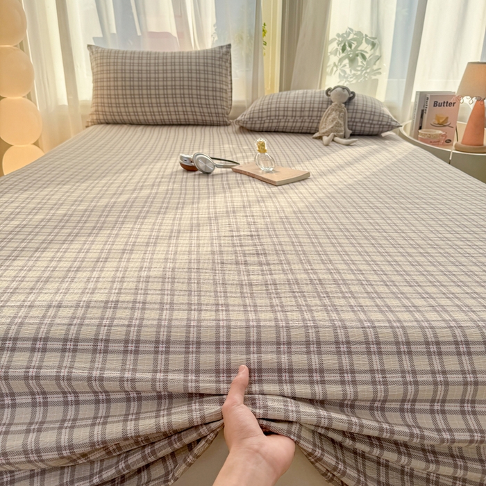91家纺网 家纺一手货源 找家纺 丝芙妮家居 2026新款皱皱棉双层纱泡芙棉床单单床单 浅川织格