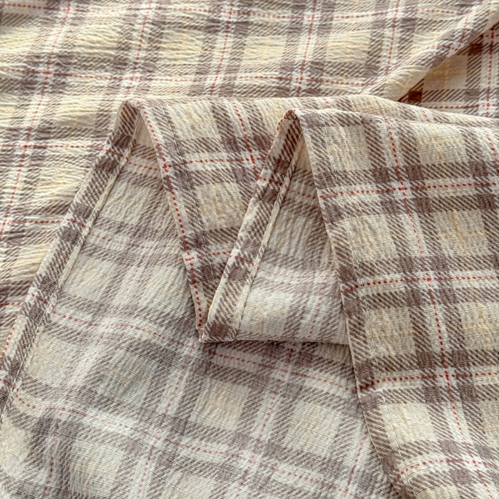 91家纺网 家纺一手货源 找家纺 丝芙妮家居 2026新款皱皱棉双层纱泡芙棉床单单床单 浅川织格