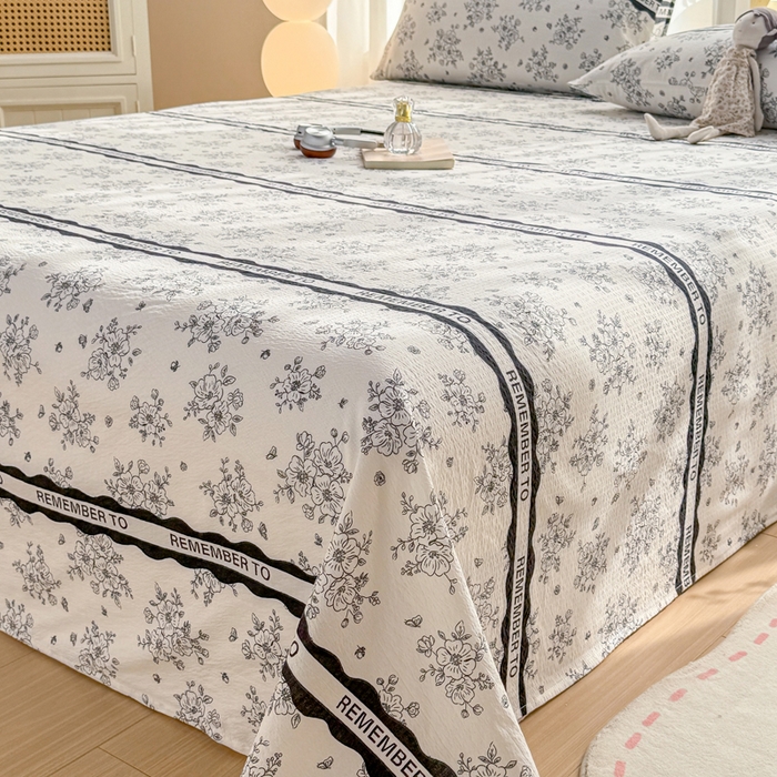 91家纺网 家纺一手货源 找家纺 丝芙妮家居 2026新款皱皱棉双层纱泡芙棉床单单床单 素描花海