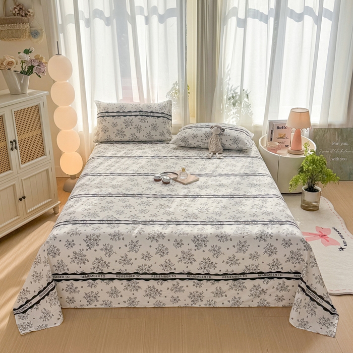 91家纺网 家纺一手货源 找家纺 丝芙妮家居 2026新款皱皱棉双层纱泡芙棉床单单床单 素描花海